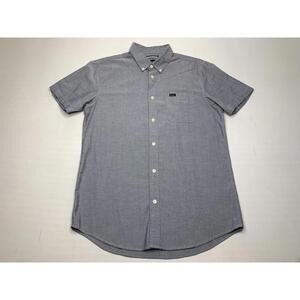 RVCA Men's Medium Slim Fit Gray Short Sleeve Button Down Shirt P156